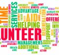 The word volunteer with other adjectives surrounding it  