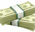 cartoon drawing of two stacks of paper money 