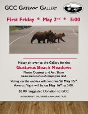 A flyer with bears and information for the art show 