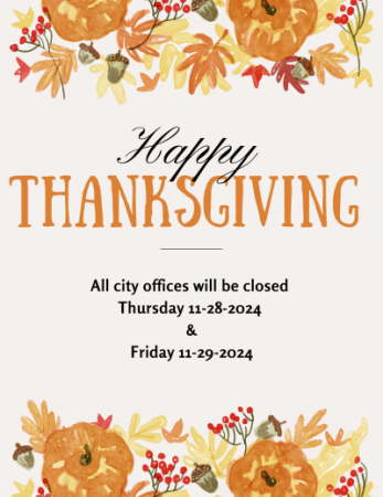 City offices will be closed 11/28 and 11/29 