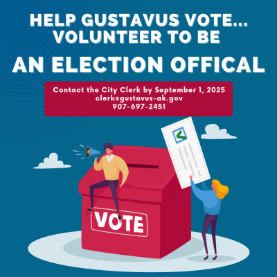 flyer with ballot box that says vote and have info for being an election official 