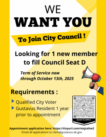 A flyer with information on how to join City Council. 
