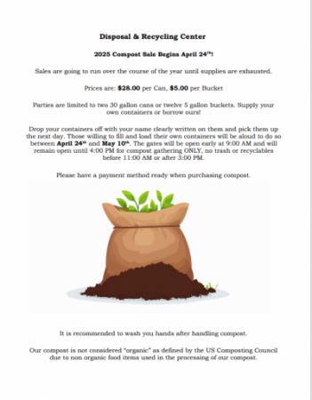 flyer with compost showing a burlap back with a plant growing out of the top with compost at the bottom sitting in front