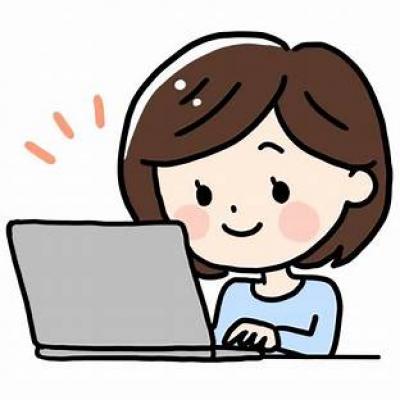 Cartoon of a women using a laptop computer 